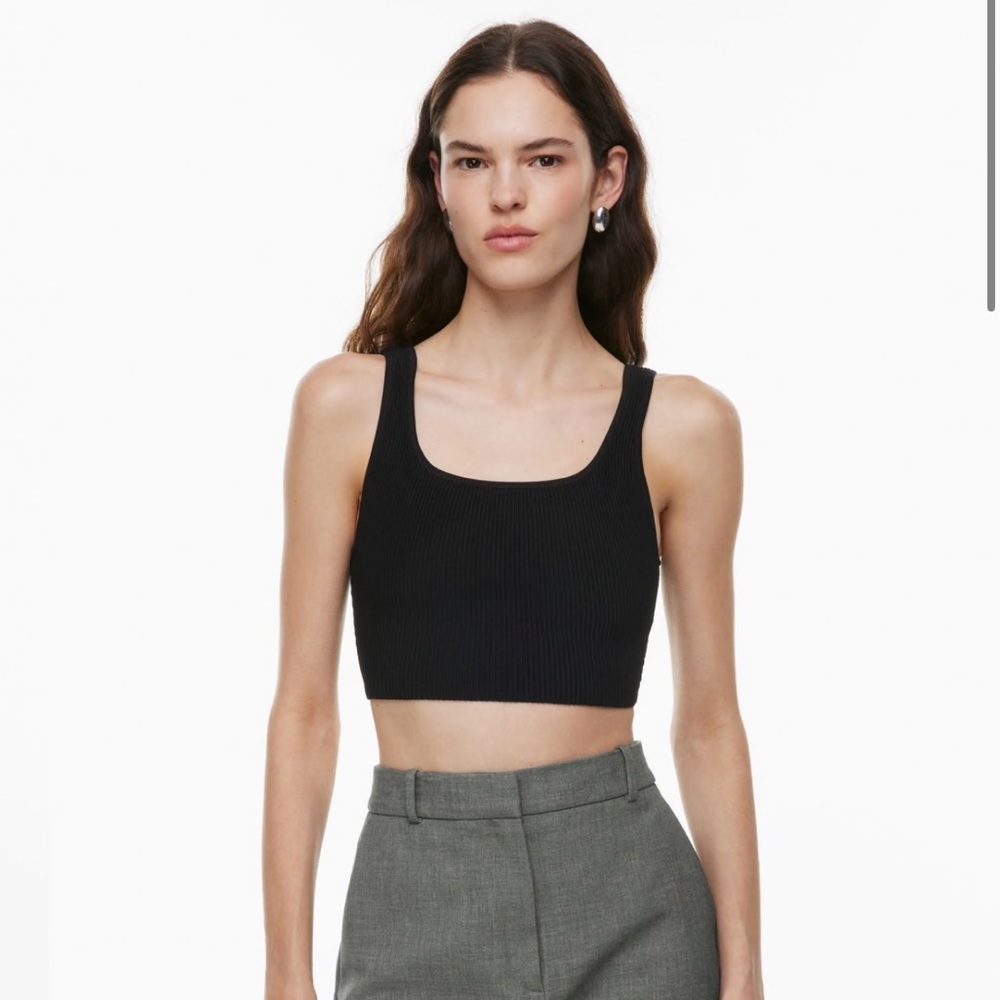 Black Babaton Sculpt Squareneck Cropped Tank